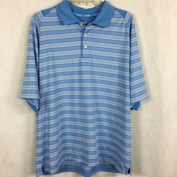 Bolle Polo Shirt Mens Sz XL Blue Striped Stretch Knit Short Sleeve Golf Collar‎ - Picture 1 of 10